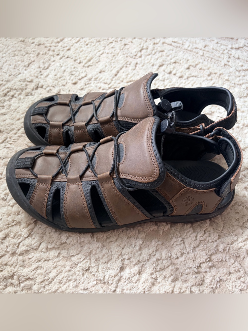 Khombu Brown & Black Travis Hiking Men's Fisherman Sandals w Toggle Lacing 11M - Picture 2 of 12